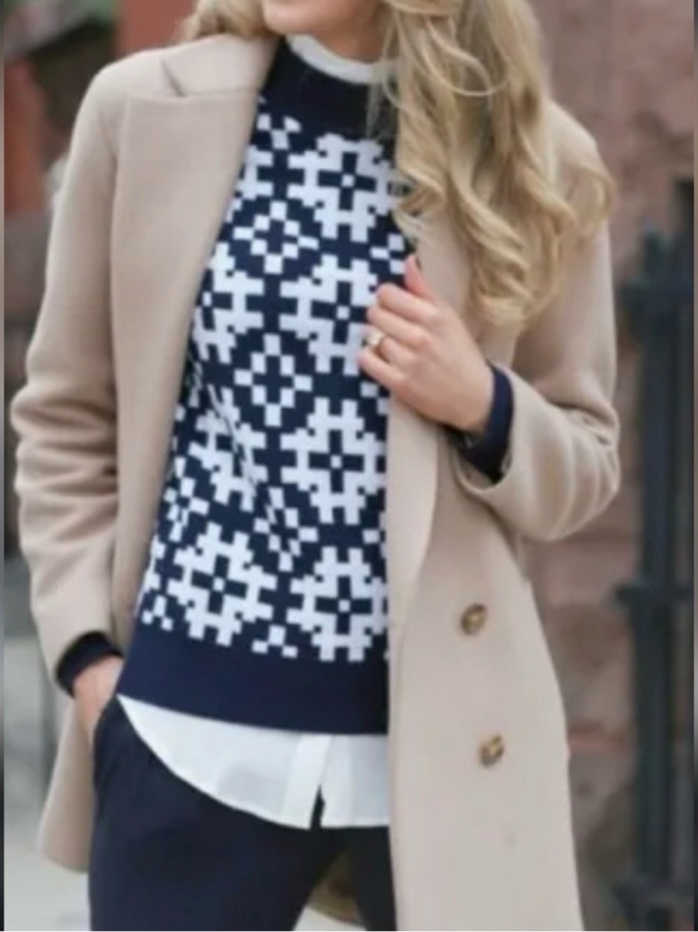 Equipment Femme Tayden Mock Neck Sweater Geometric Wool Cashmere Small